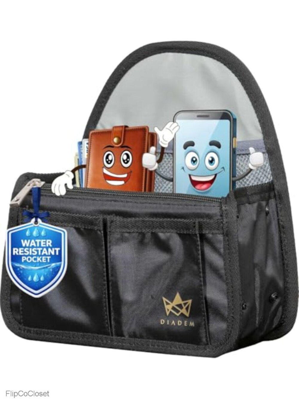 Mini Backpack Organizer Insert 10 Pockets Polyester Durable